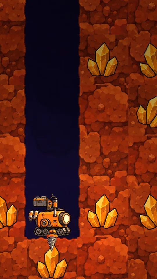 Vertical gameplay video of an indie mining game